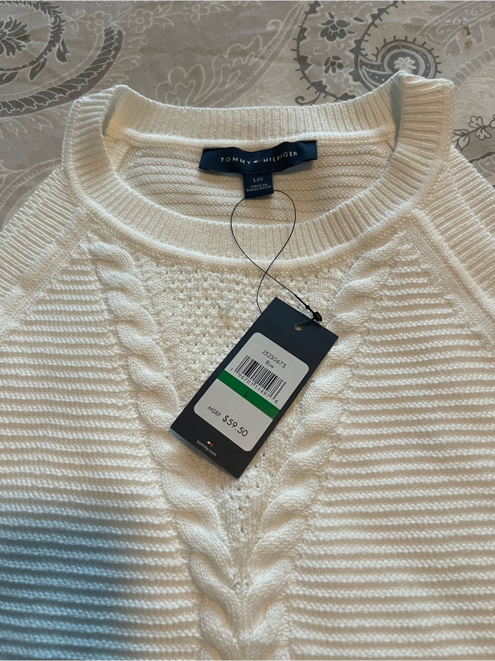 TOMMY HILFIGER L Knit Tank Sweater White Cotton/Modal/Rayon Luxury Resort Wear - Picture 5 of 8